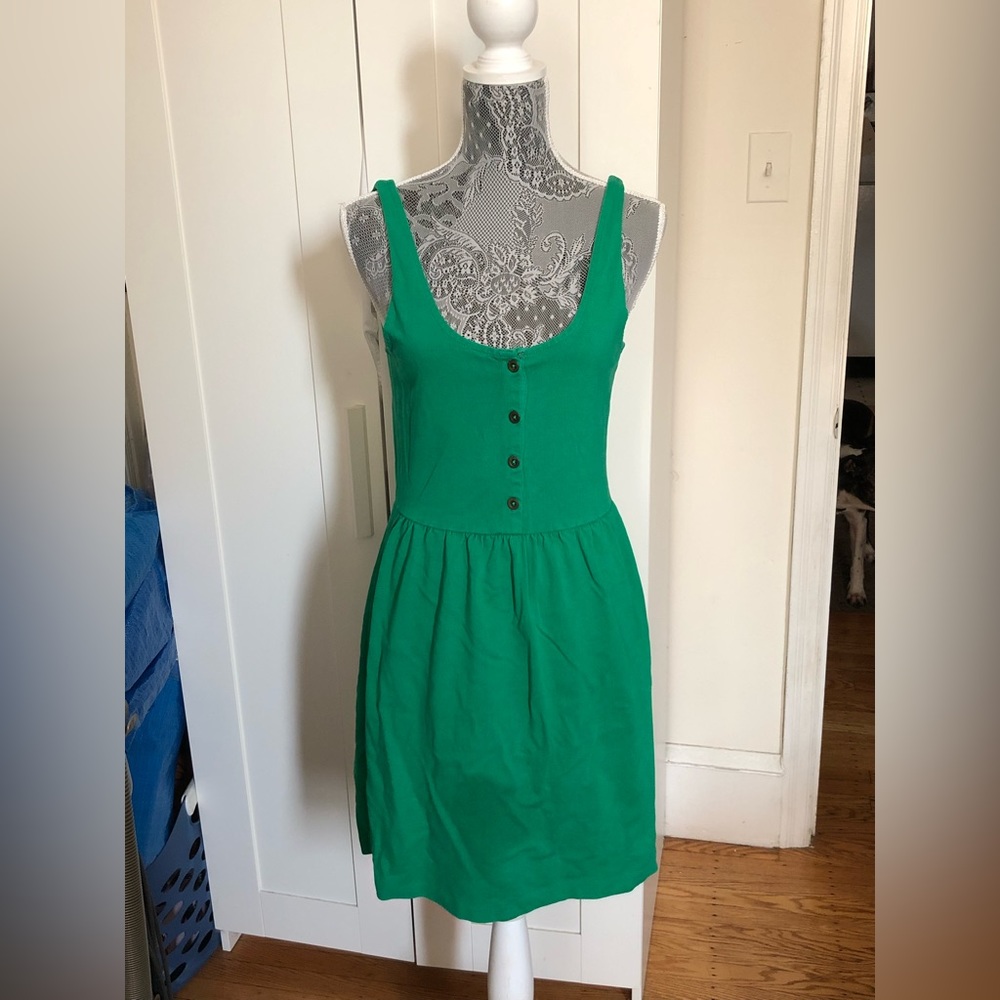 j crew Kelly green tank dress with button detail